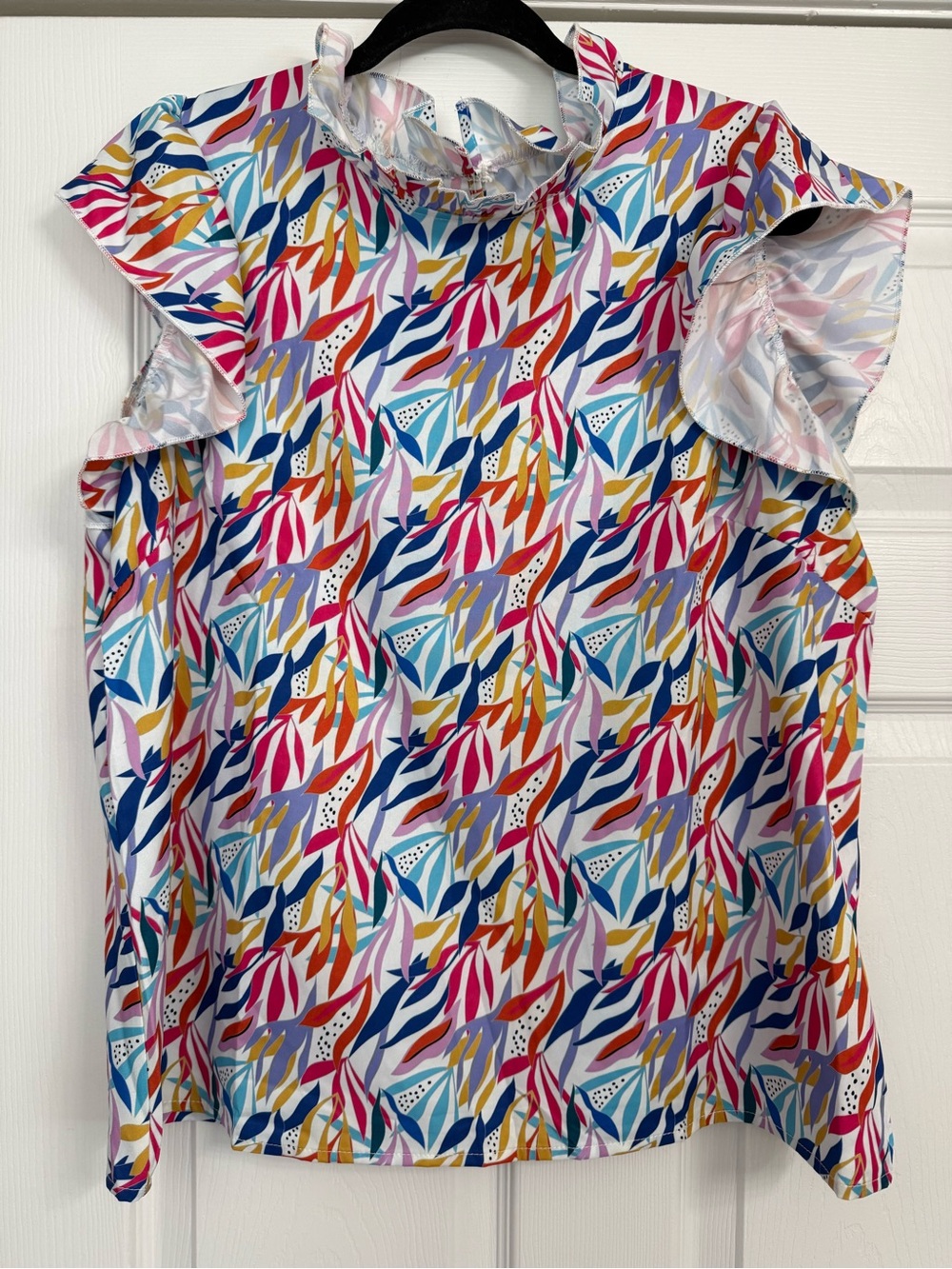 Colorful Ruffle Sleeve Blouse